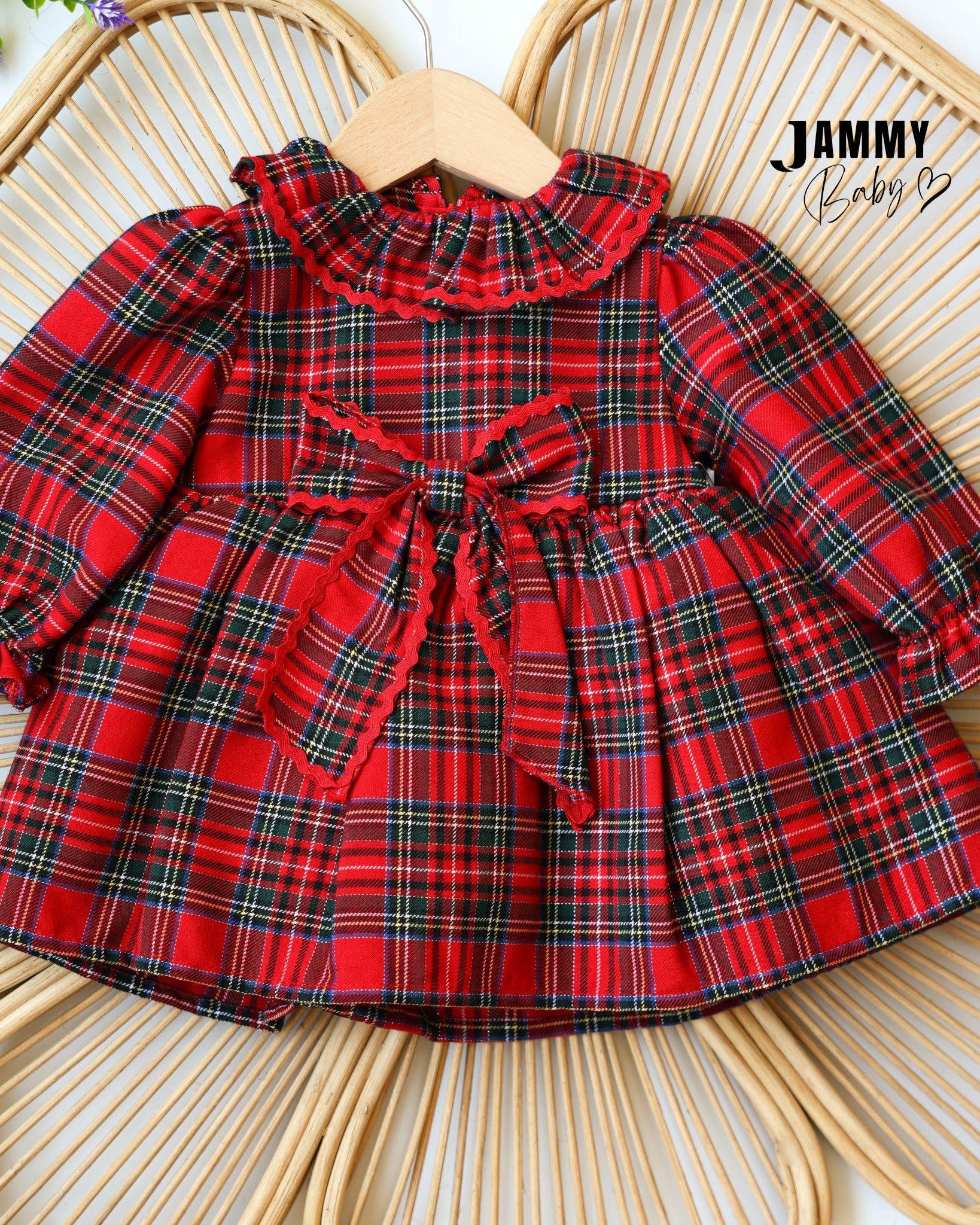 Scarlett Tartan Plaid Bow Dress – Red