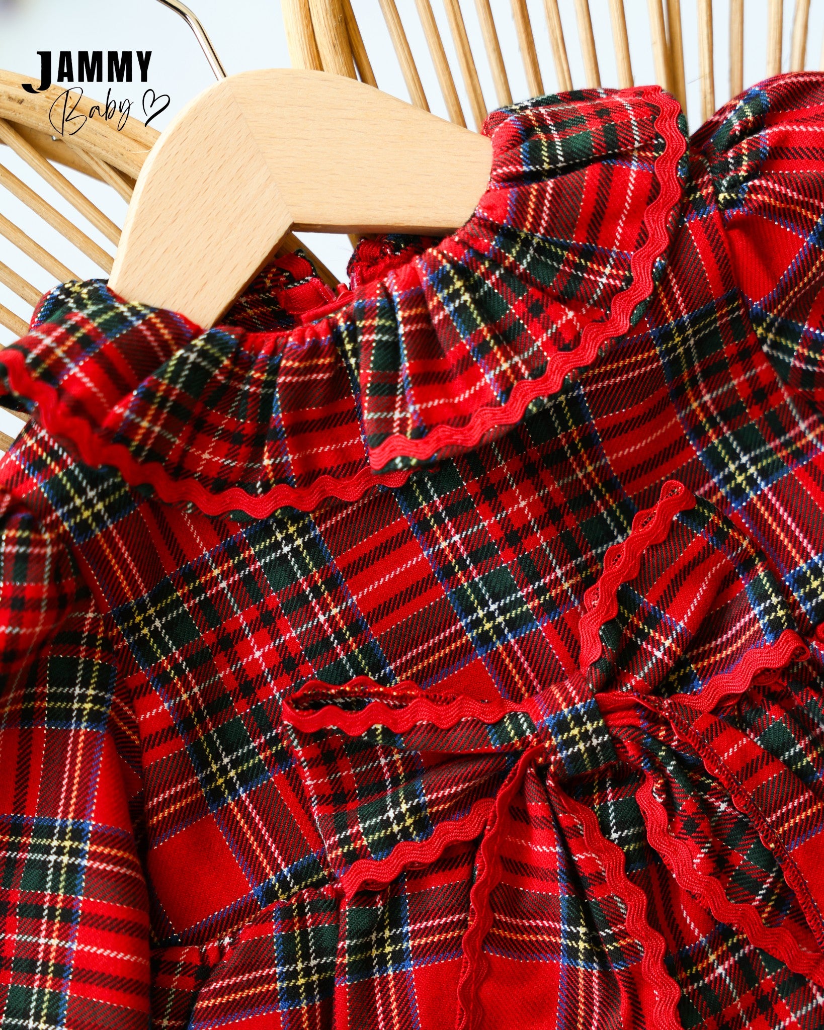 Scarlett Tartan Plaid Bow Dress – Red