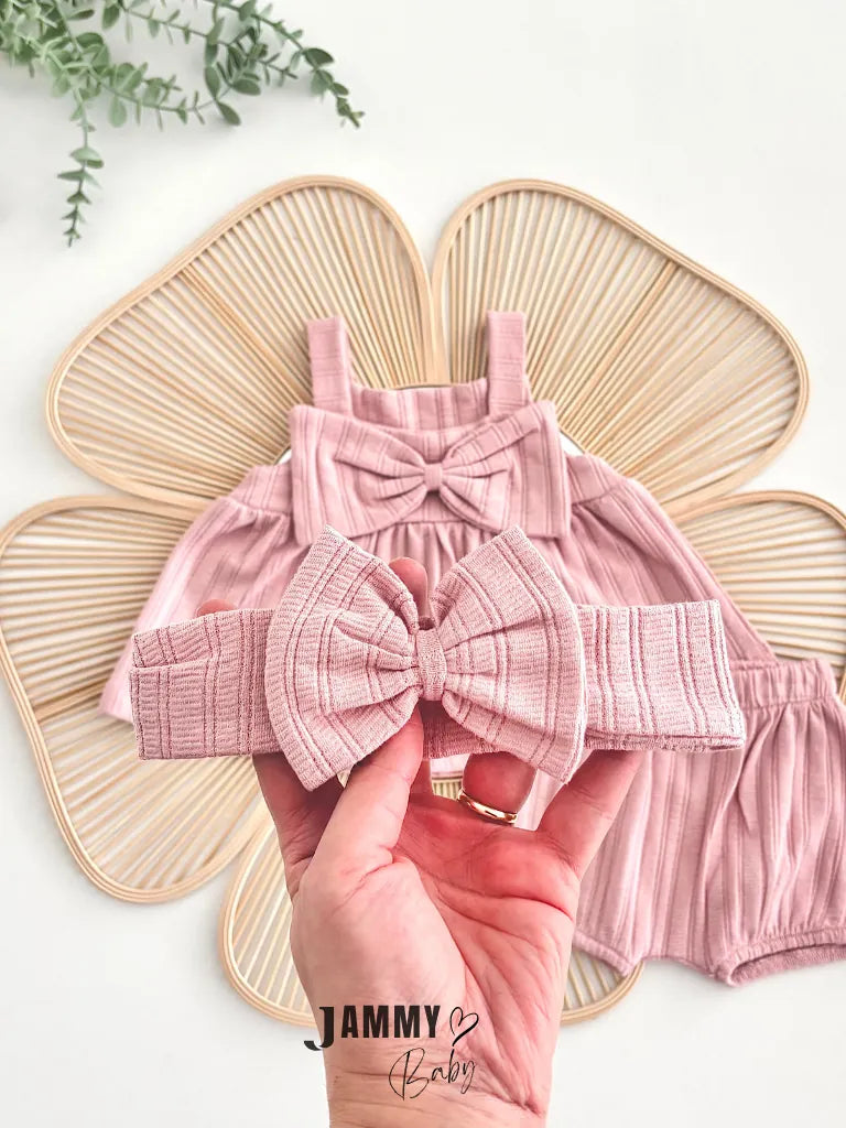 Jennifer Bow Detail Blouse, Shorts & Bandana Set - ROSE PINK