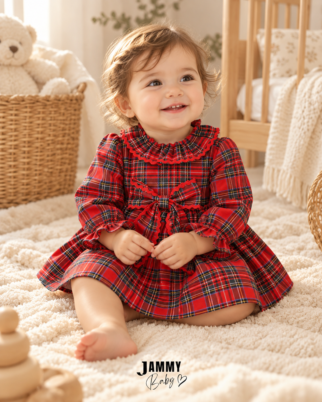 Scarlett Tartan Plaid Bow Dress – Red