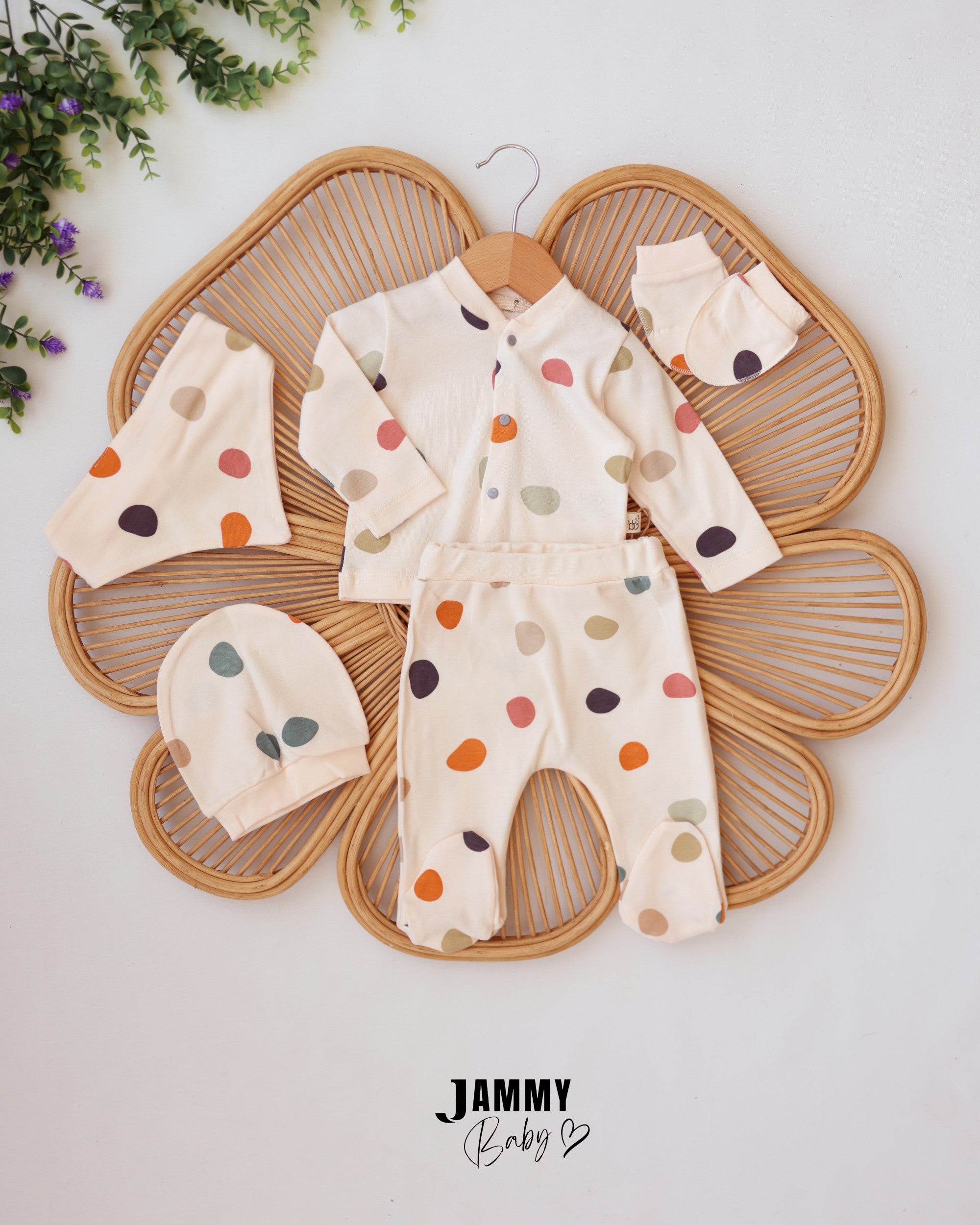 Colorful Pebbles 5-Piece Newborn Set - Cream