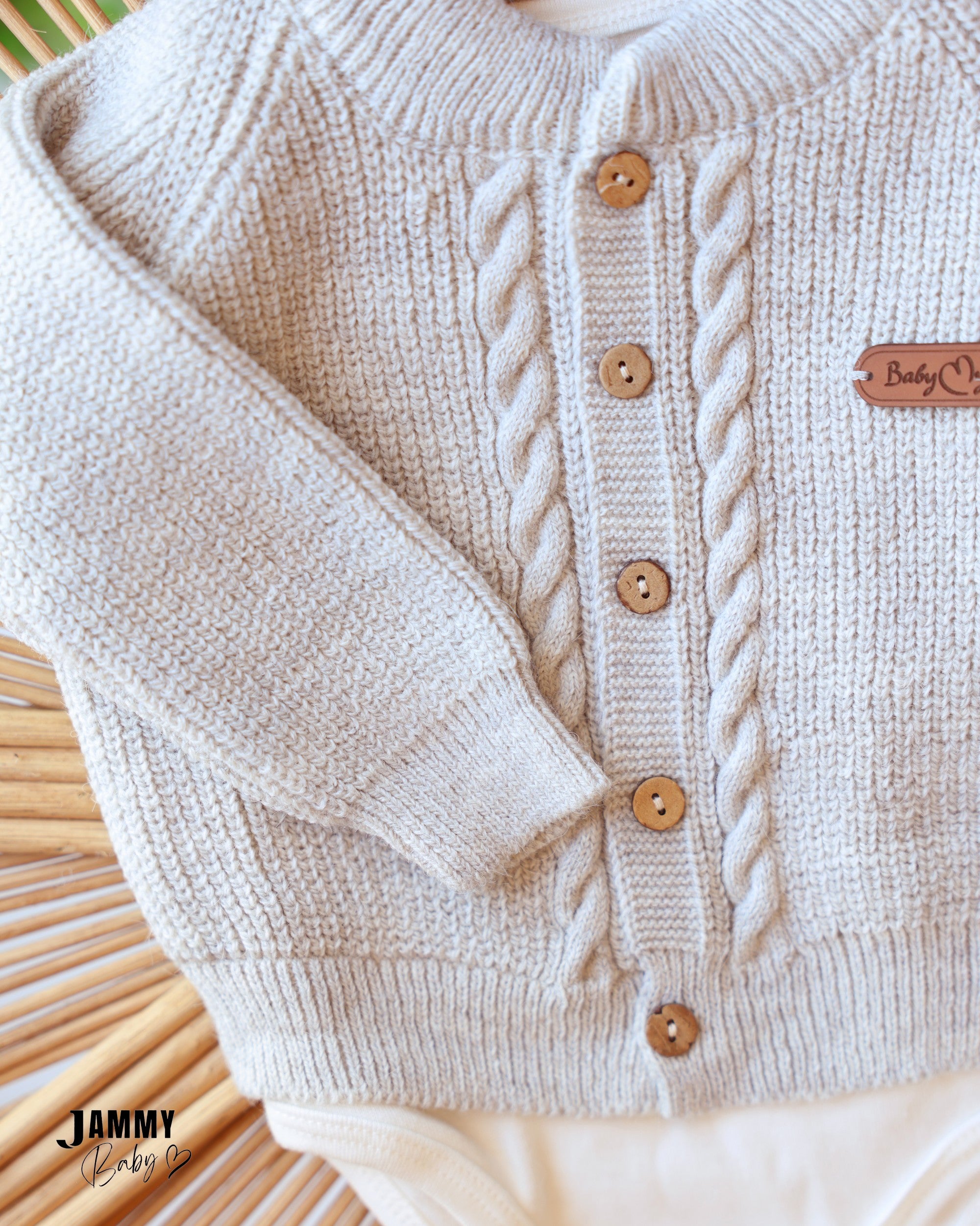 Knit Cardigan & Pants Set - Light Grey & Dusty Blue