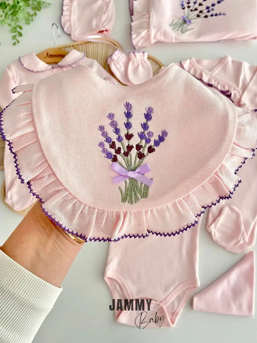 Lavender Embroidered 10-Piece Newborn Hospital Discharge Set – PINK