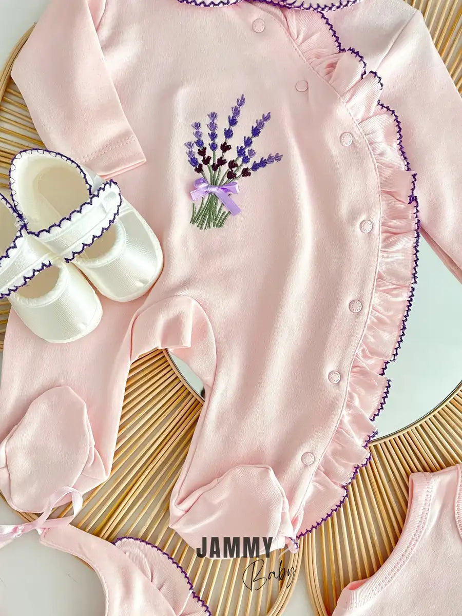 Lavender Embroidered 10-Piece Newborn Hospital Discharge Set – PINK