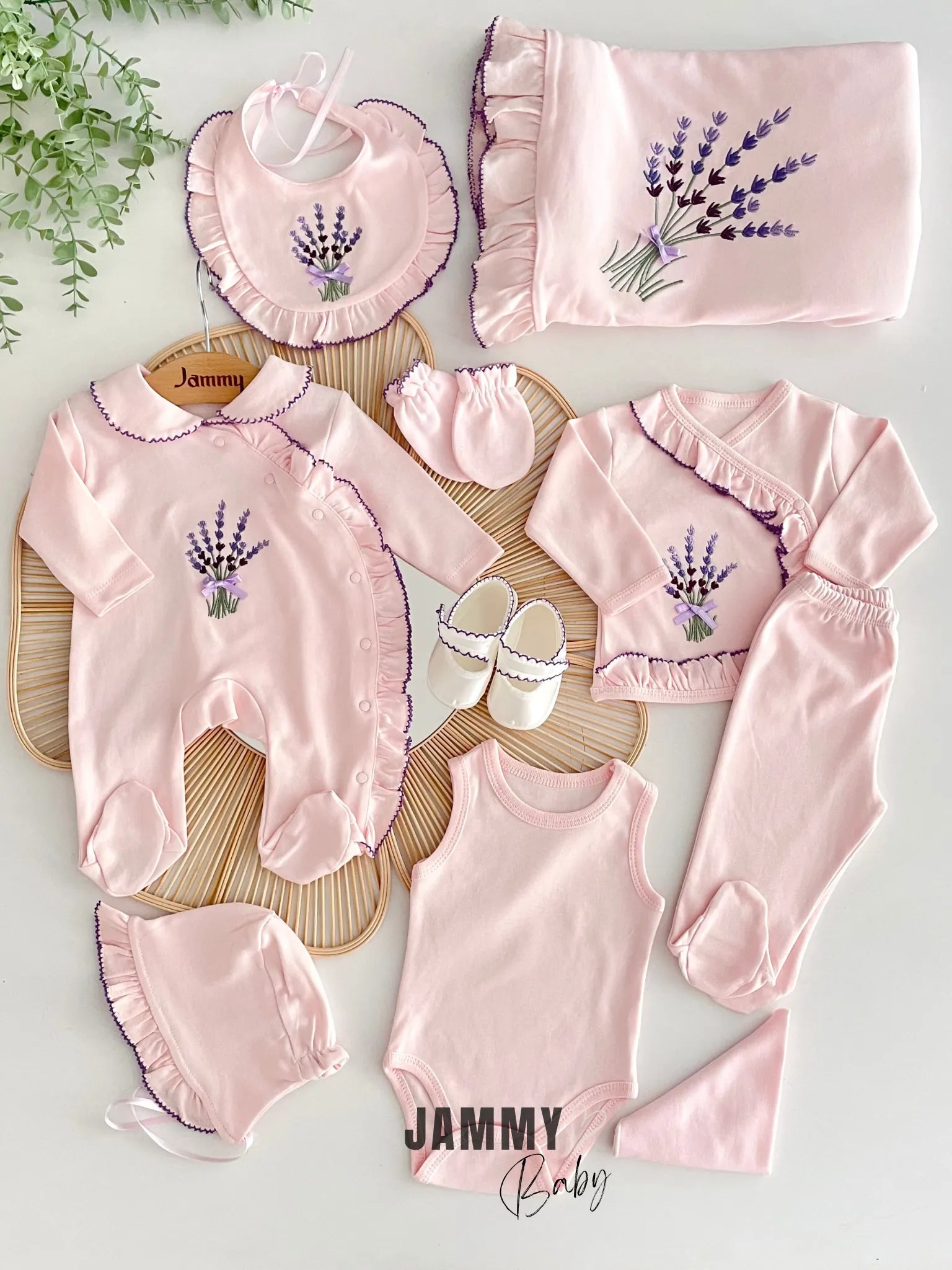 Lavender Embroidered 10-Piece Newborn Hospital Discharge Set – PINK