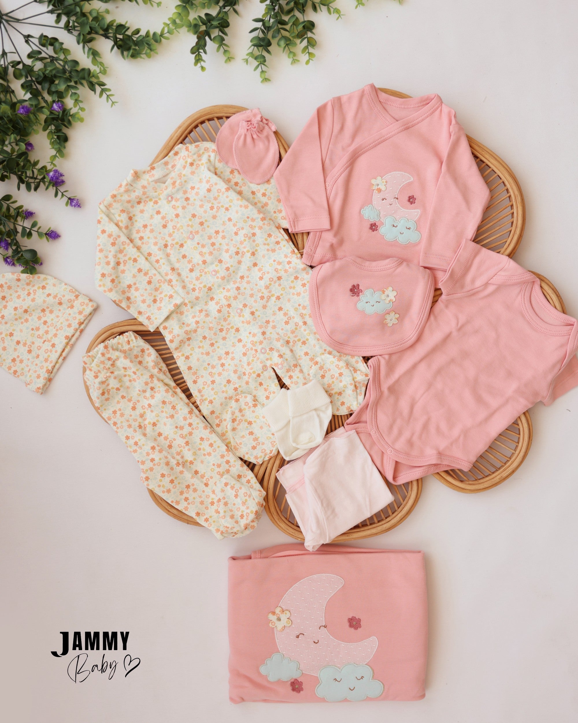 Moon & Cloud Newborn Essentials Set - Dusty Pink & Ivory