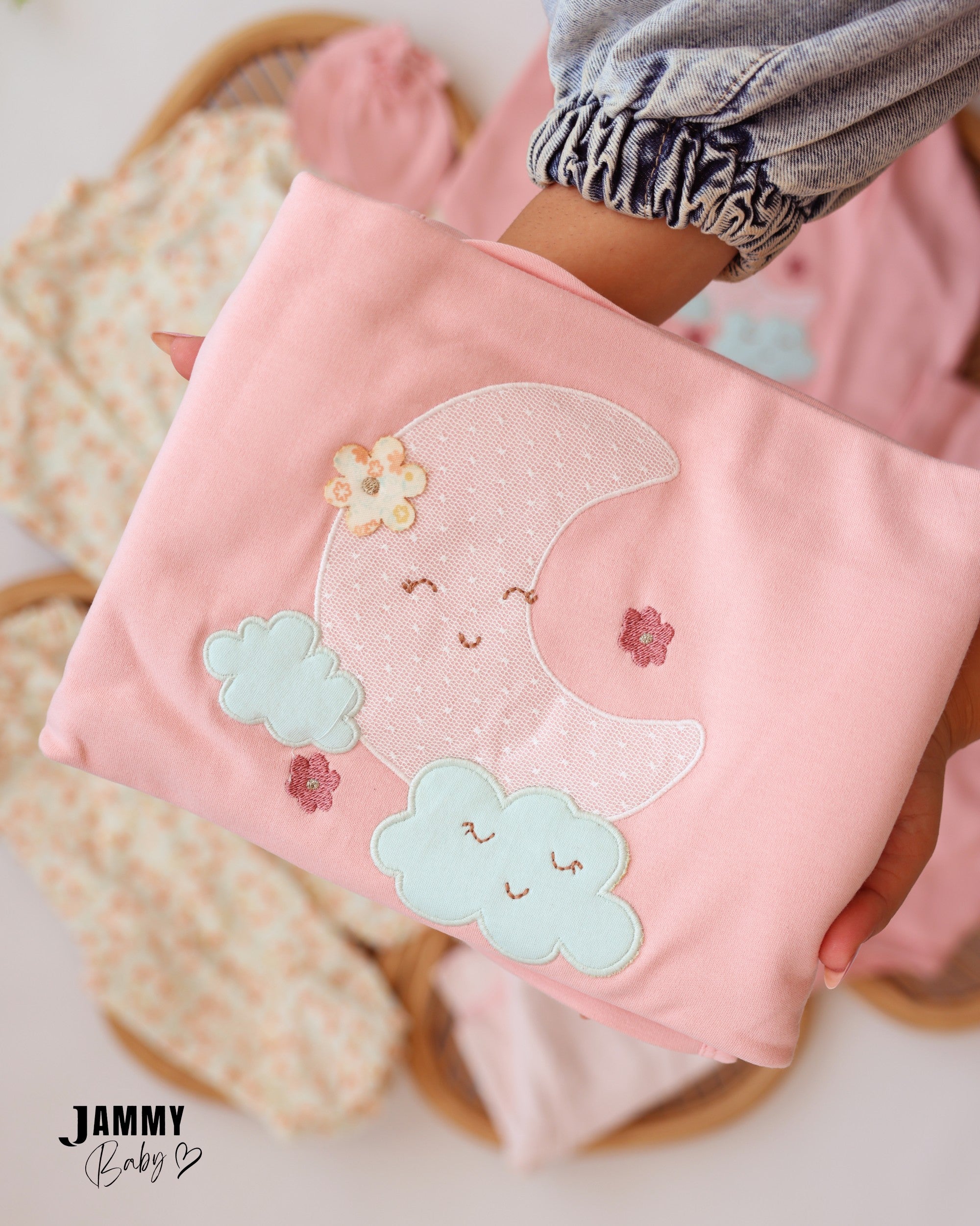 Moon & Cloud Newborn Essentials Set - Dusty Pink & Ivory