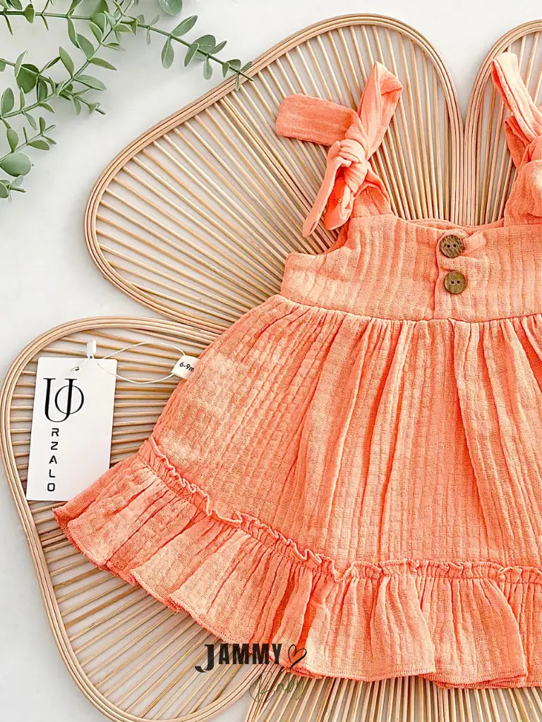 Ema Muslin Dress & Bloomers Set – Salmon