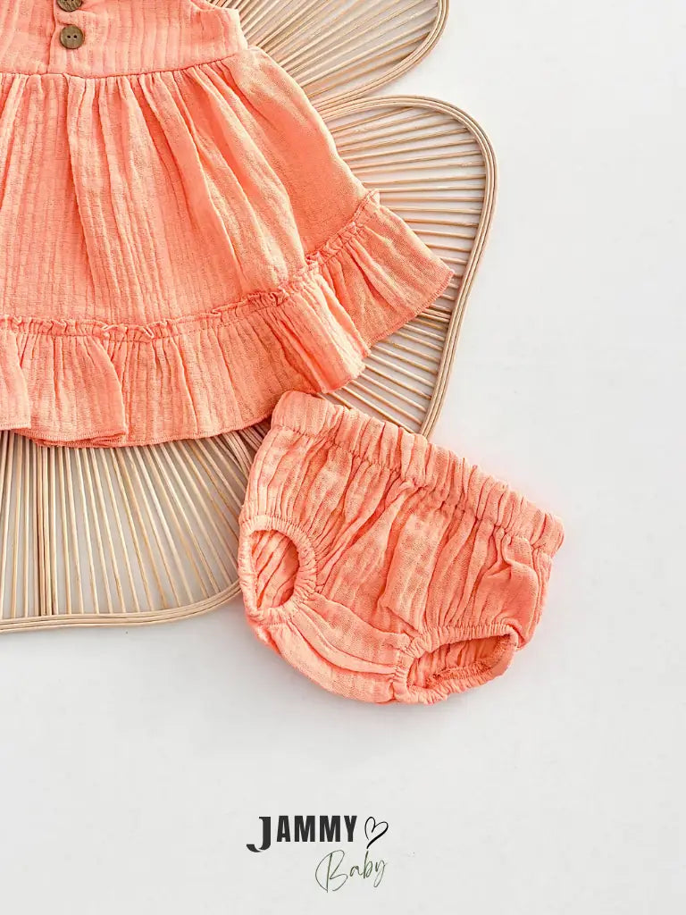 Ema Muslin Dress & Bloomers Set – Salmon