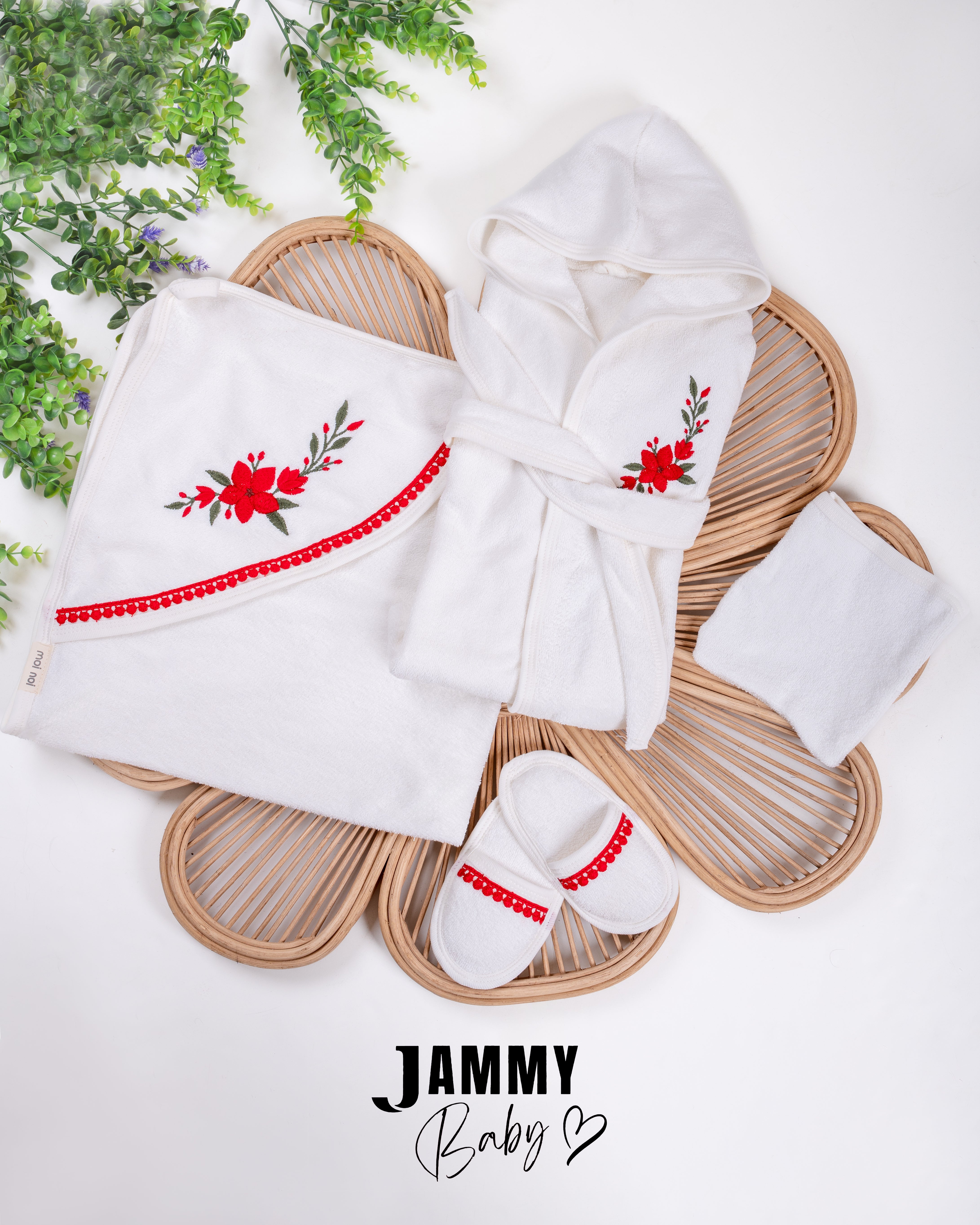 BATHROBE SET - Red Flower