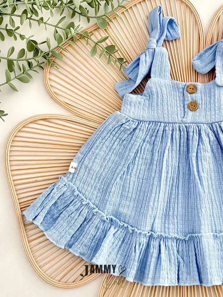 Ema Muslin Dress & Bloomers Set – Blue