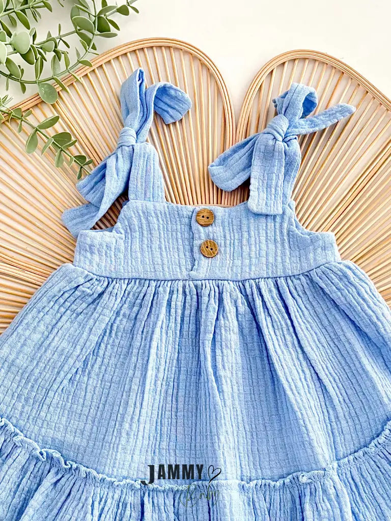 Ema Muslin Dress & Bloomers Set – Blue