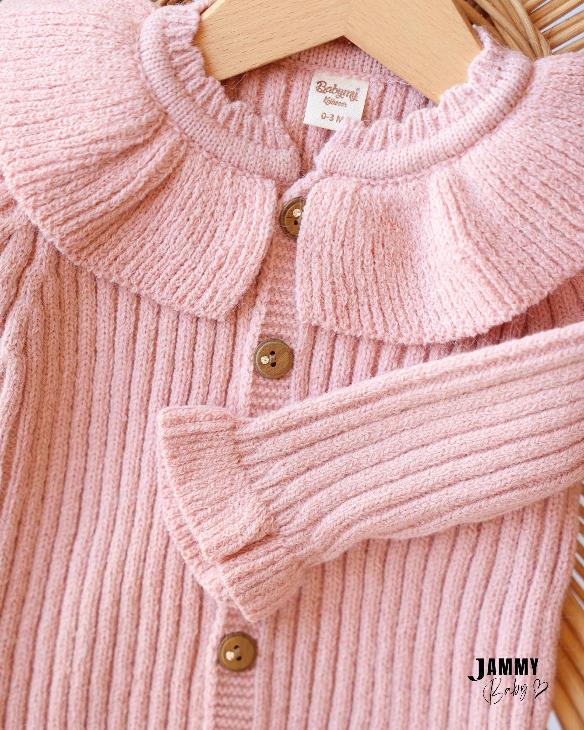Ruffle Knit Jumpsuit & Beanie Set - Dusty Pink