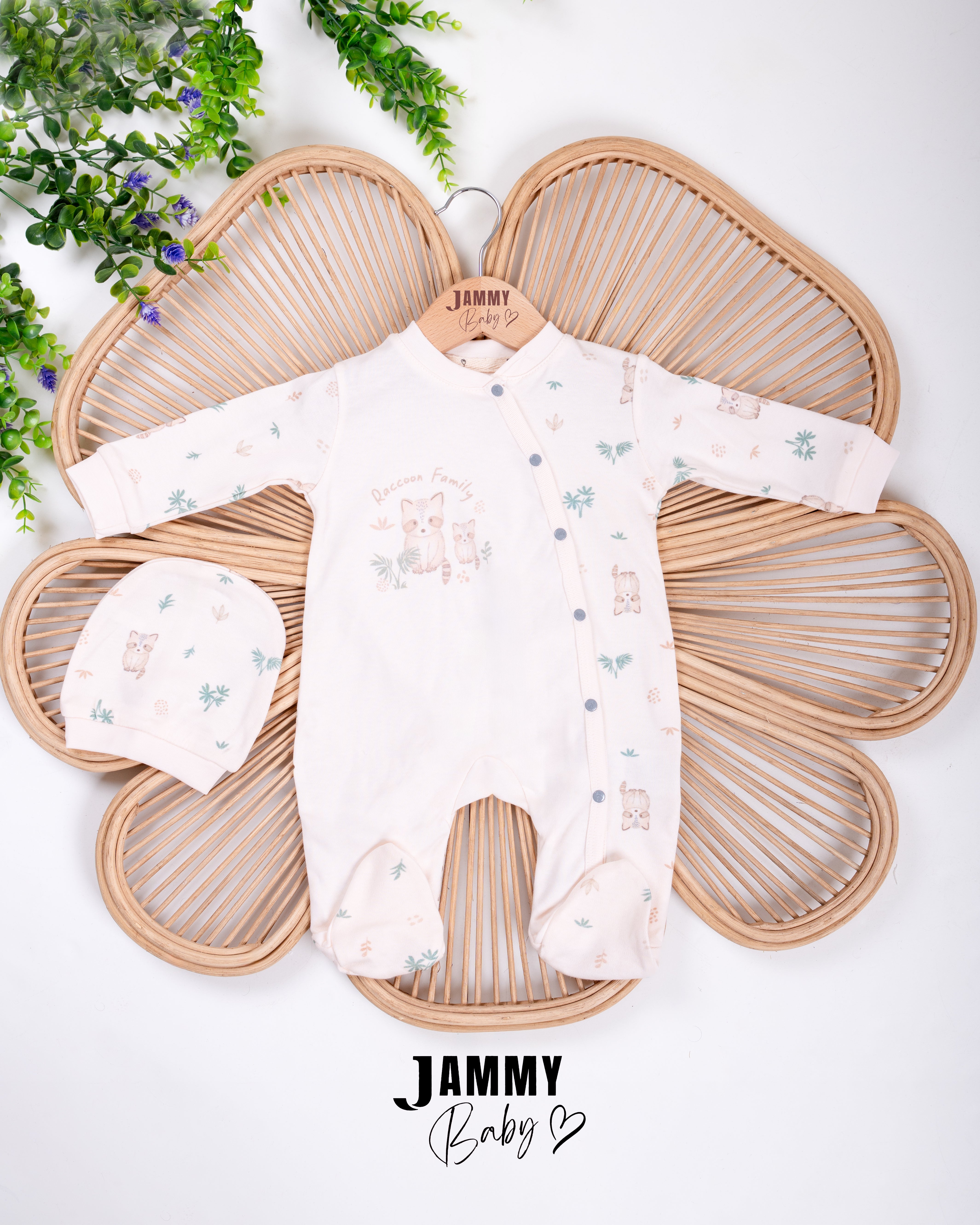 Raccoon Footed Romper