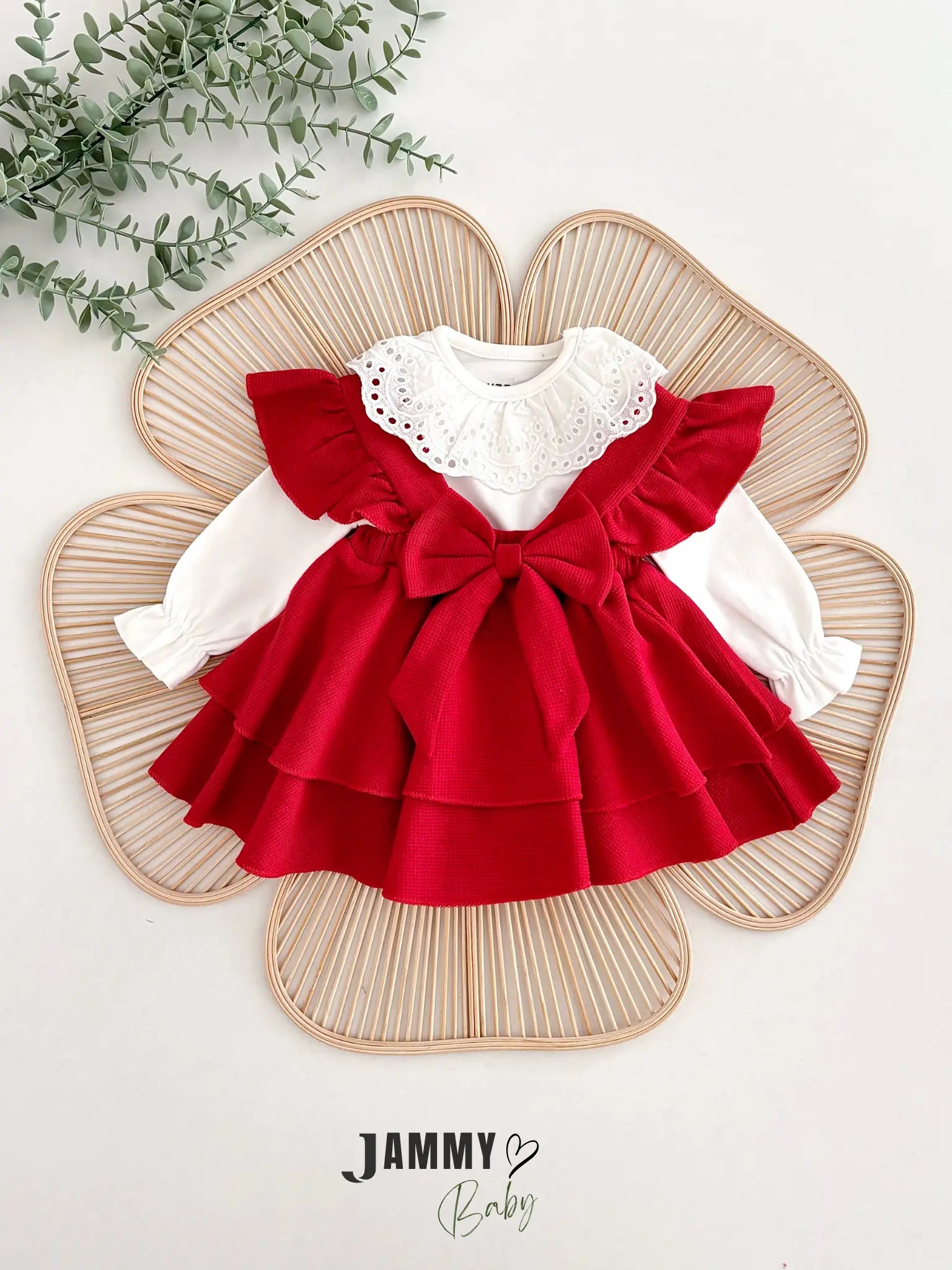 Luana Waffle Sleeveless Dress Set – Red