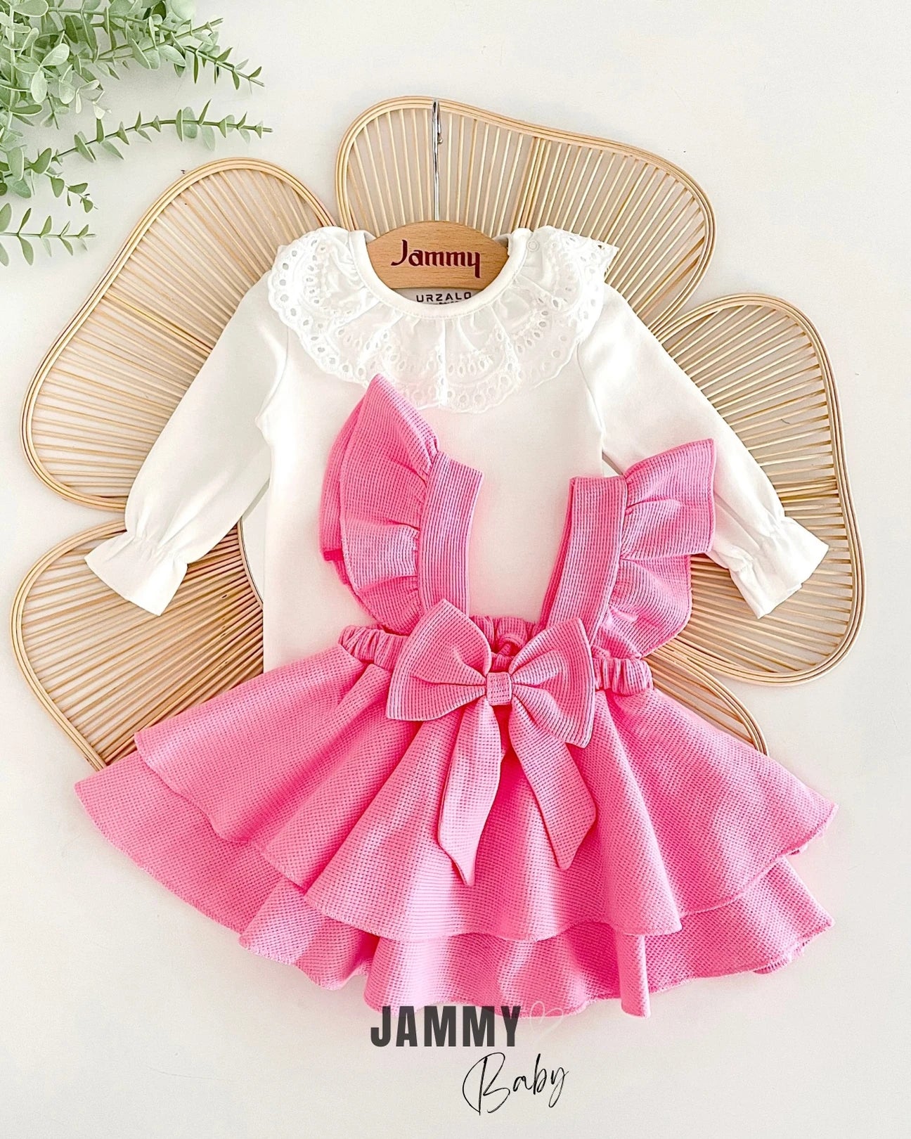 Luana Waffle Vest Dress Set-PINK