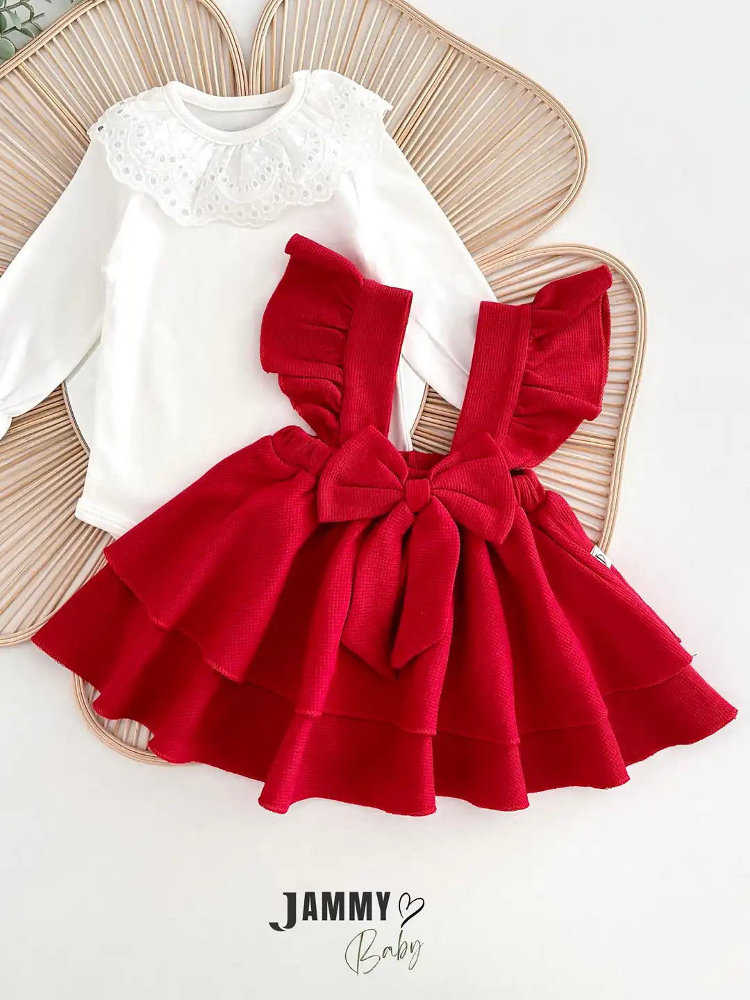 Luana Waffle Sleeveless Dress Set – Red