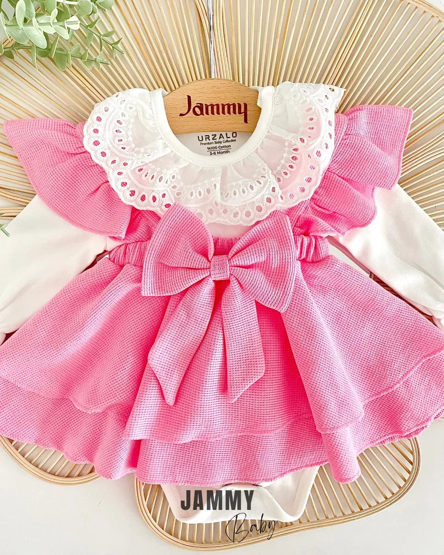 Luana Waffle Vest Dress Set-PINK