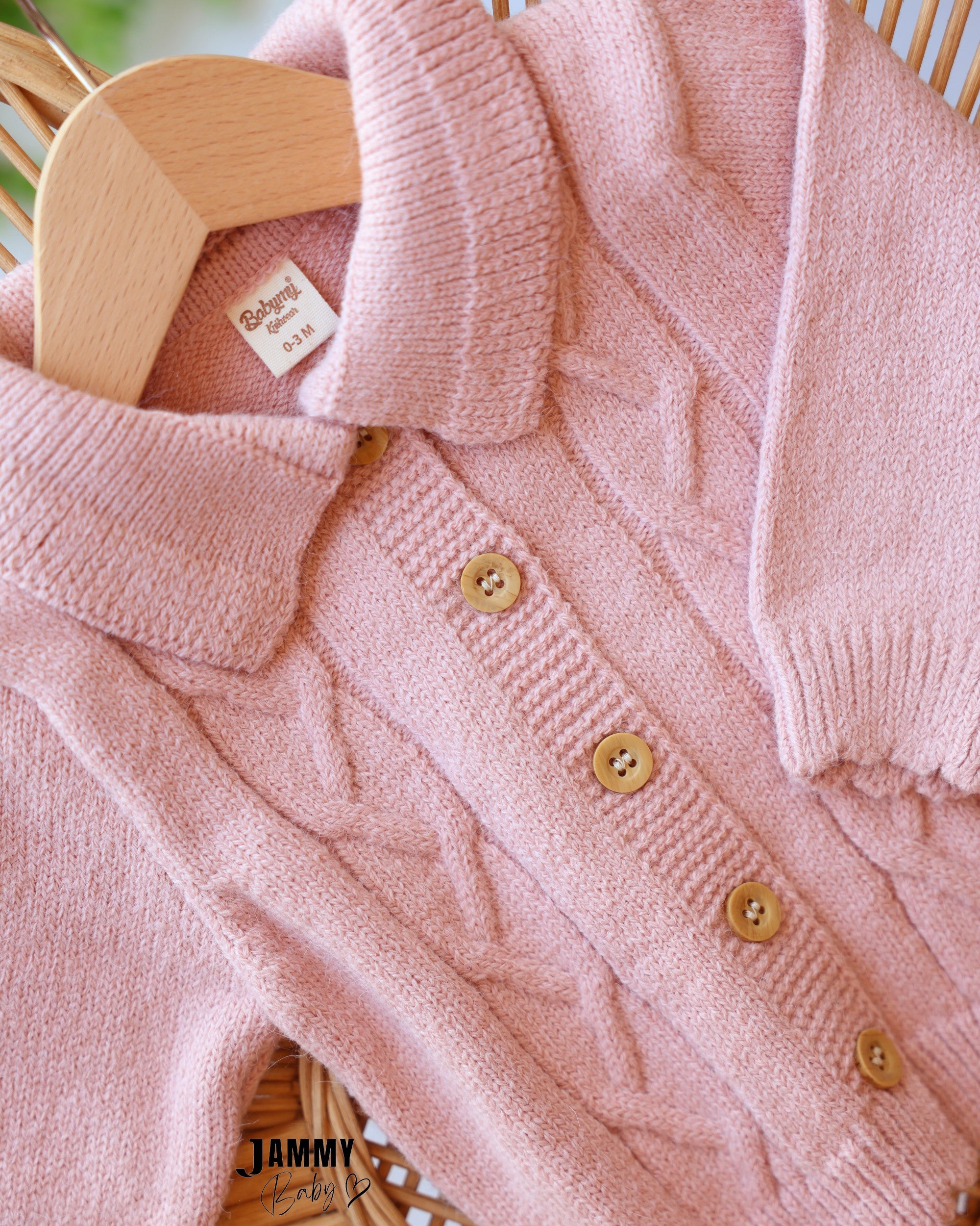 Knit Dungaree & Cardigan Set - Dusty Pink