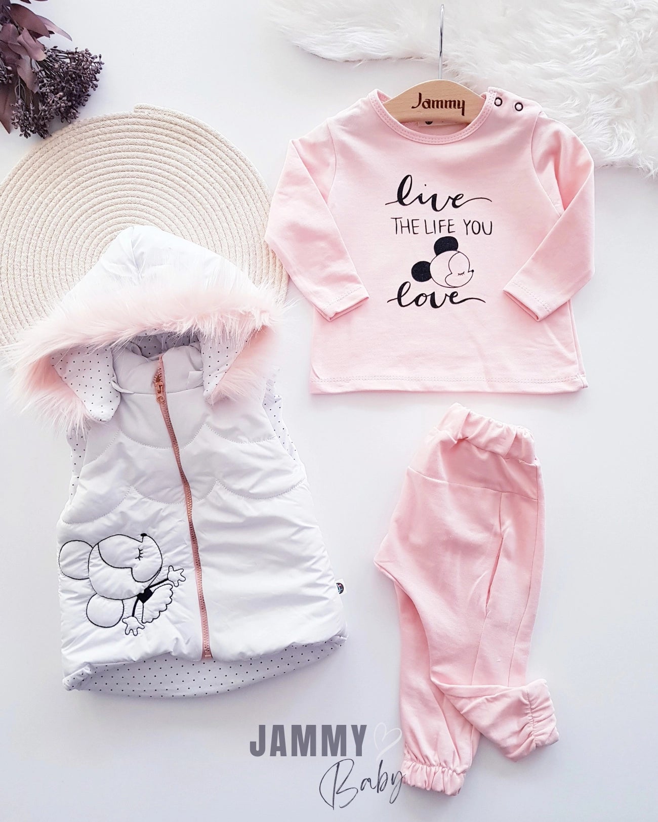 Live Love Puffy Vest 3-Piece Set