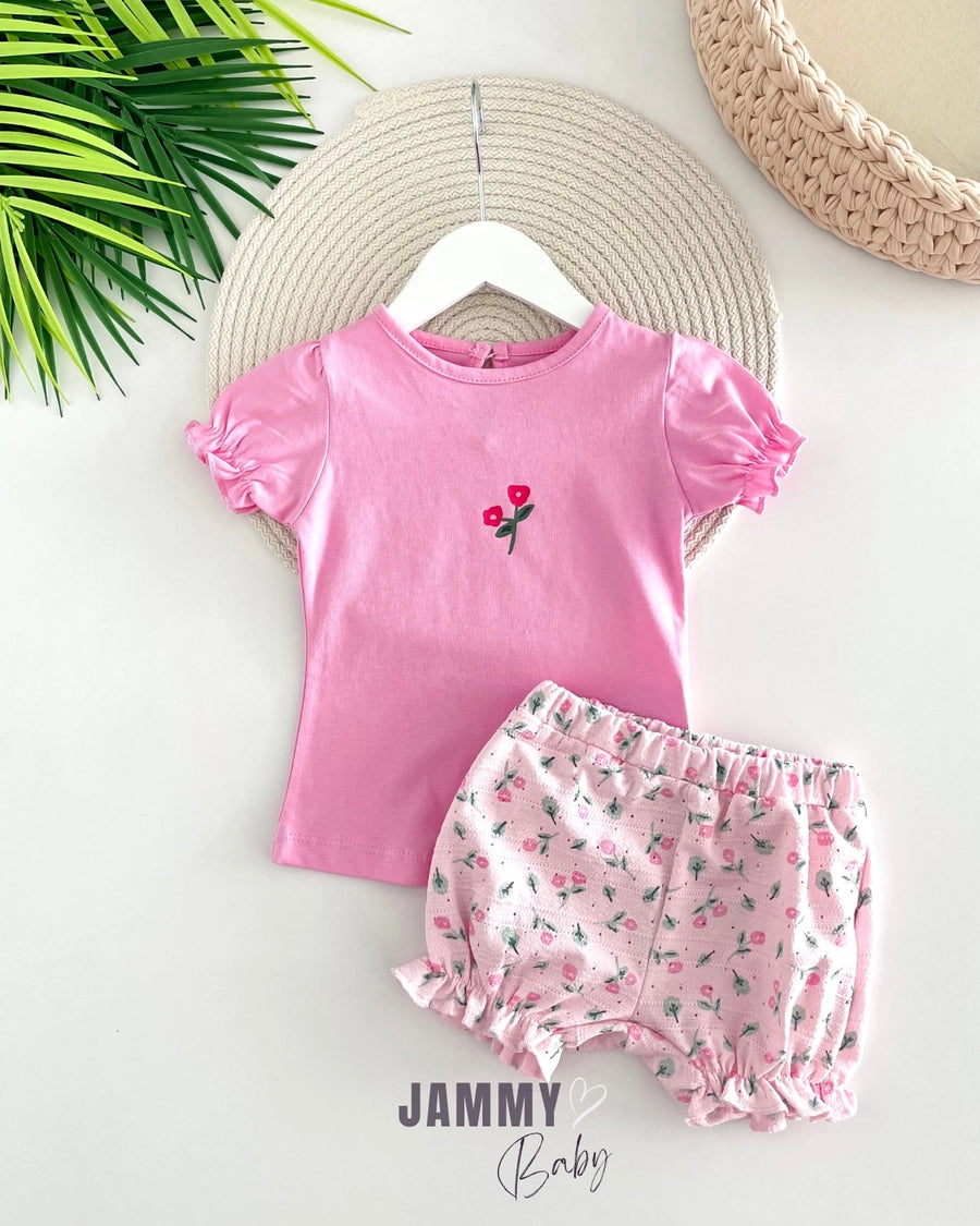 Penny Frilled Shorts 2-piece Set - PINK