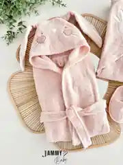 Mom & Me 3-Piece Bathrobe Set - Soft Pink