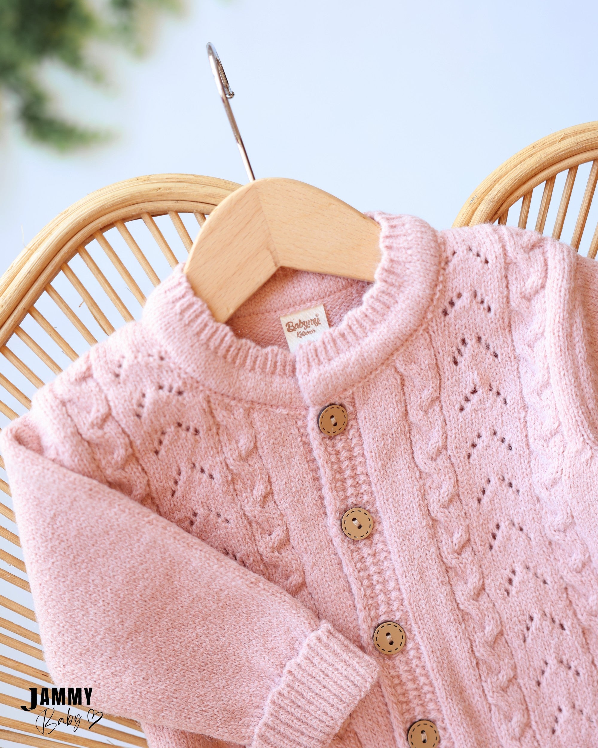 Cable Knit Jumpsuit & Beanie Set - Blush Pink
