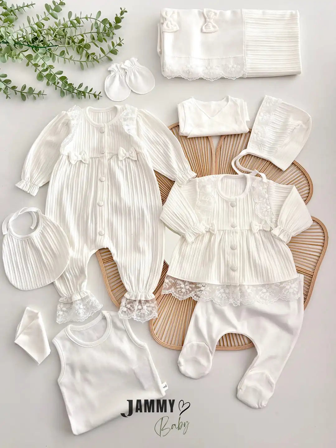 Monalissa Lace Detail 10-Piece Hospital Discharge Set – Off White