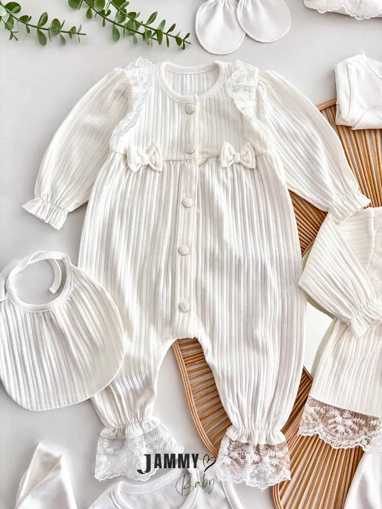 Monalissa Lace Detail 10-Piece Hospital Discharge Set – Off White