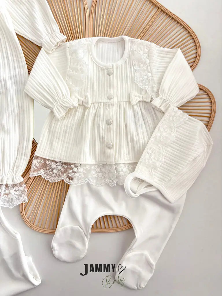Monalissa Lace Detail 10-Piece Hospital Discharge Set – Off White