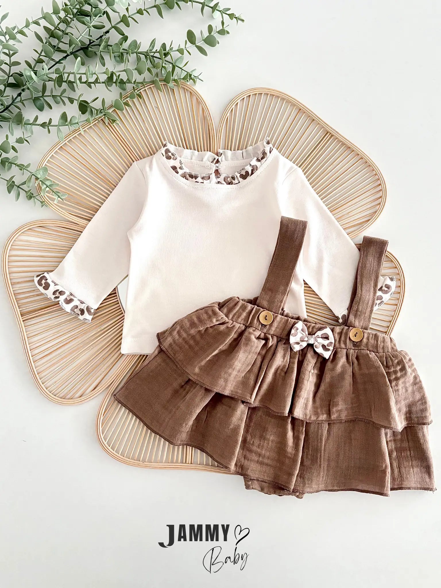 Emma Muslin Dungaree & Bodysuit Set – BROWN