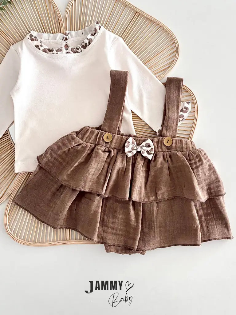 Emma Muslin Dungaree & Bodysuit Set – BROWN
