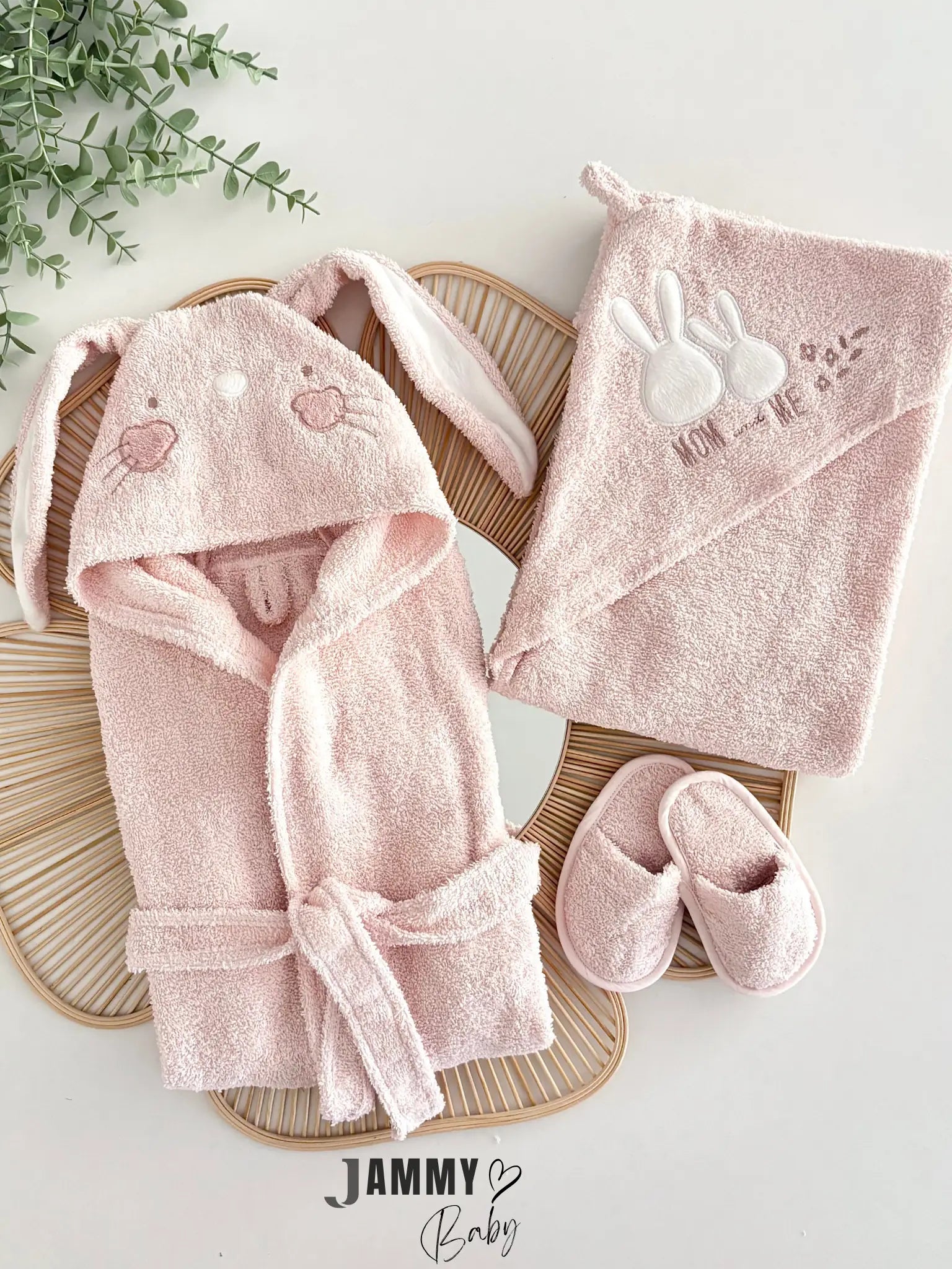 Mom & Me 3-Piece Bathrobe Set - Soft Pink