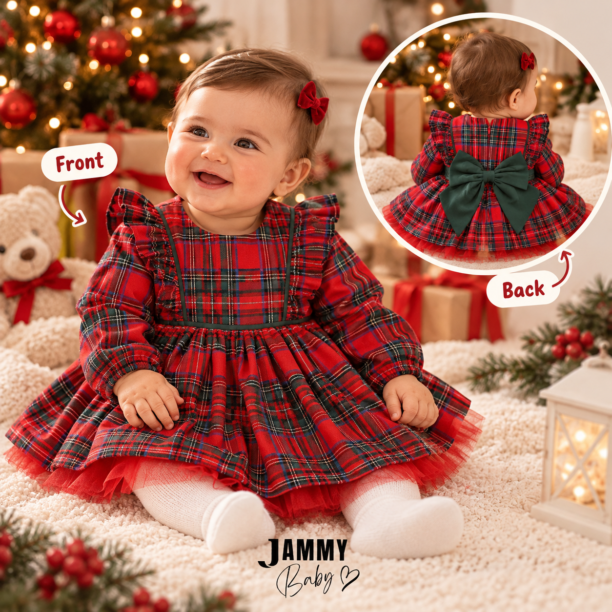 Christmas Ruffled Plaid Dress – Red
