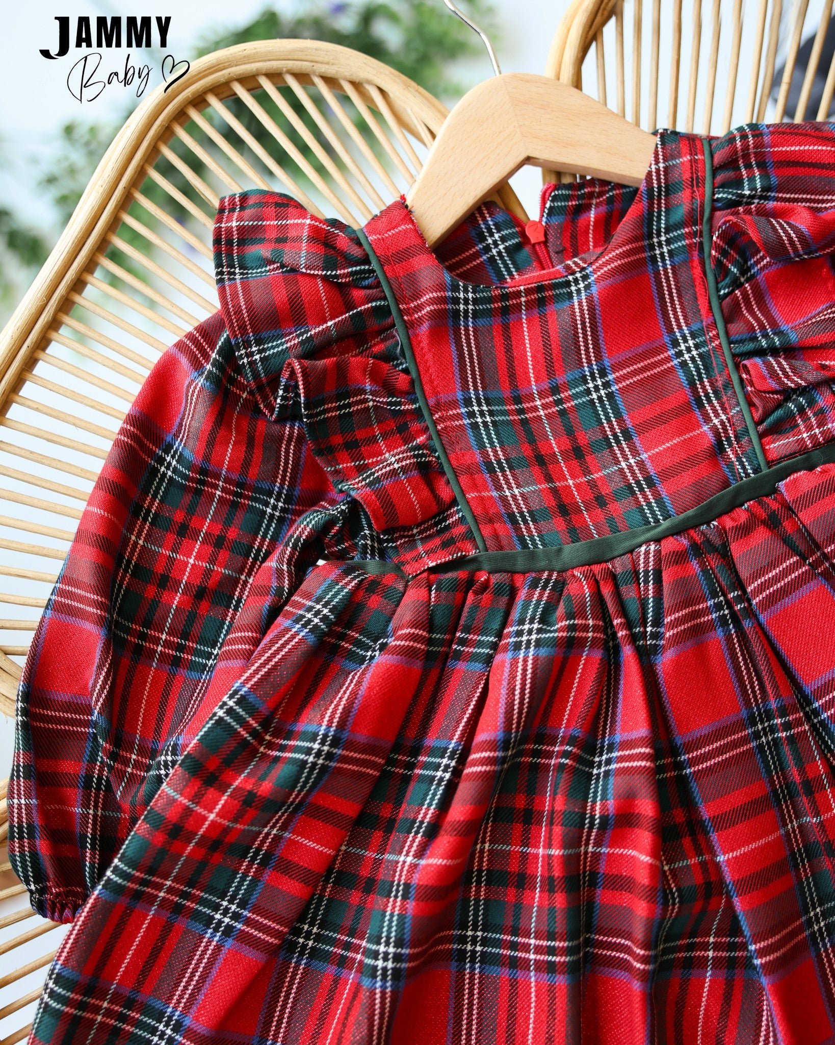 Christmas Ruffled Plaid Dress – Red