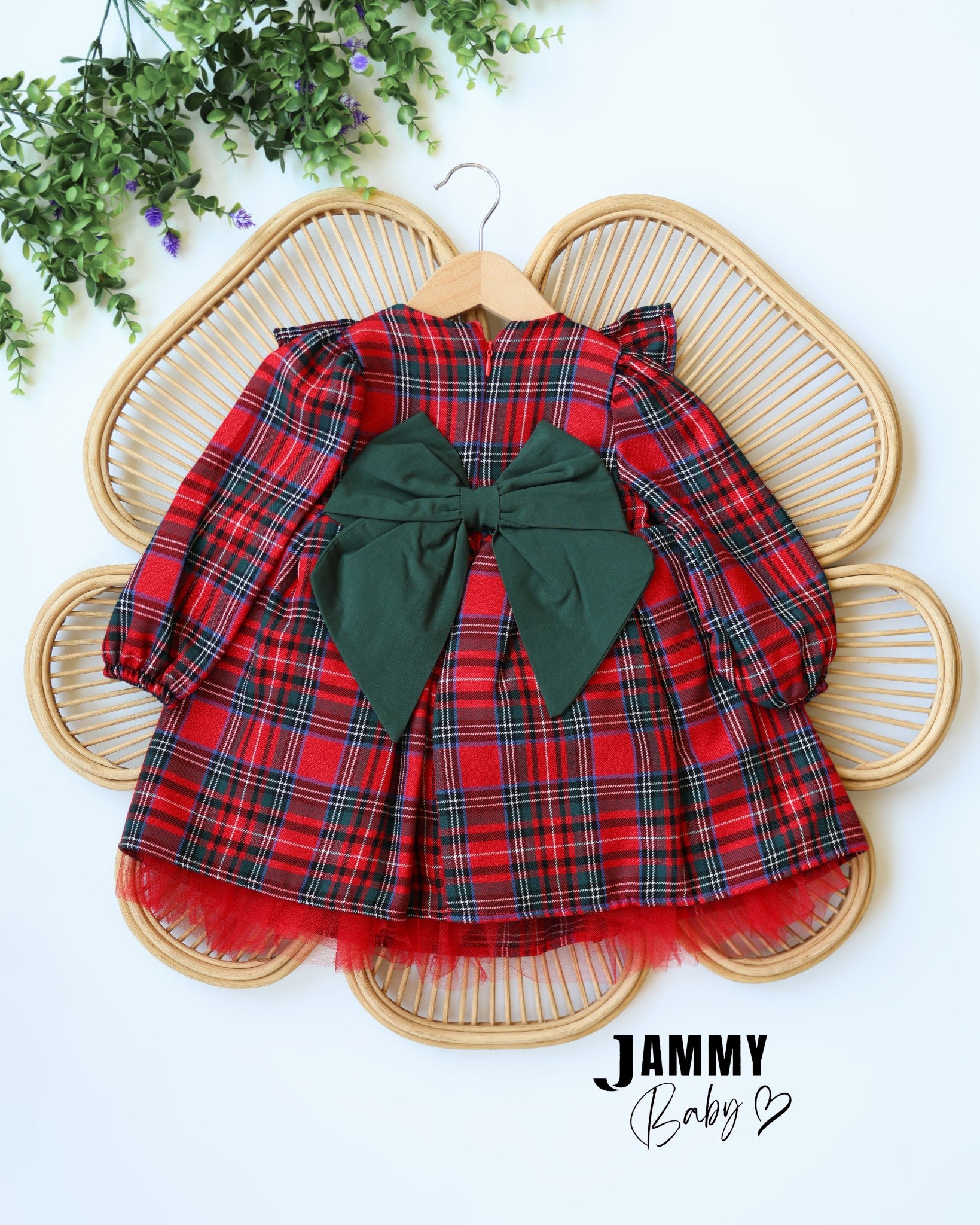 Christmas Ruffled Plaid Dress – Red