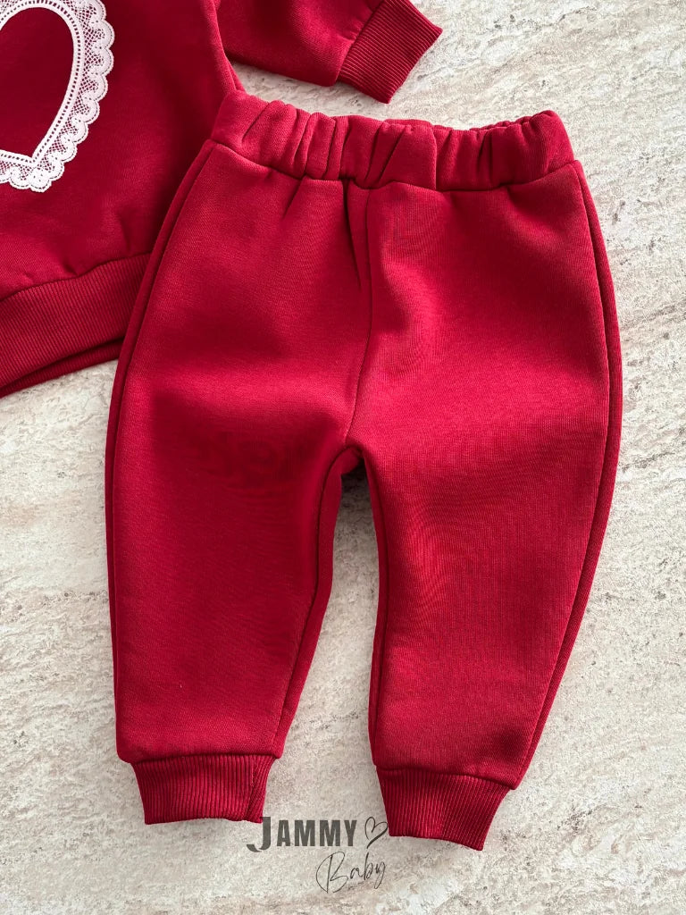 Heart Patterned 3-Thread Set - BURGUNDY