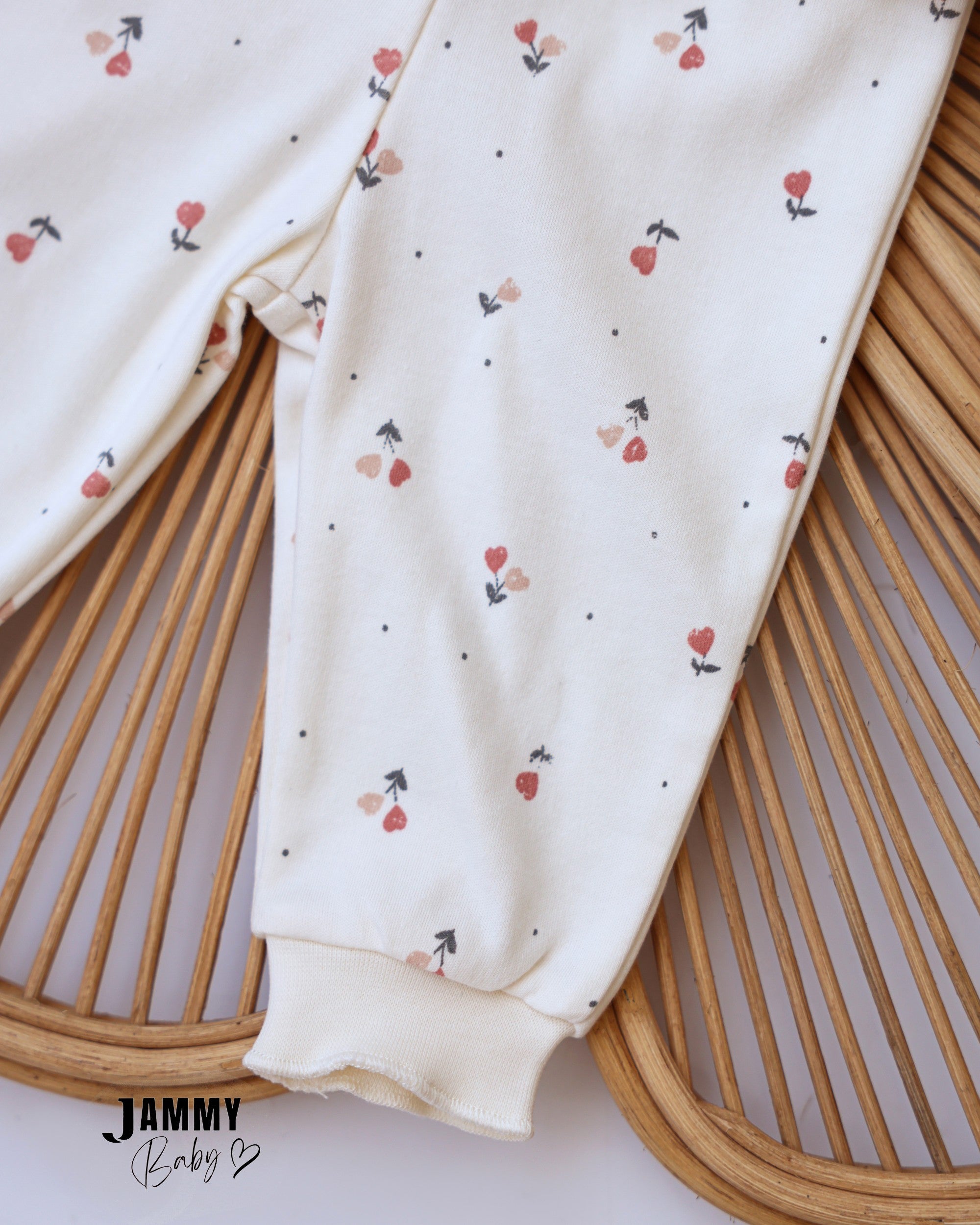Cherry Long Sleeve Nightwear Set - White