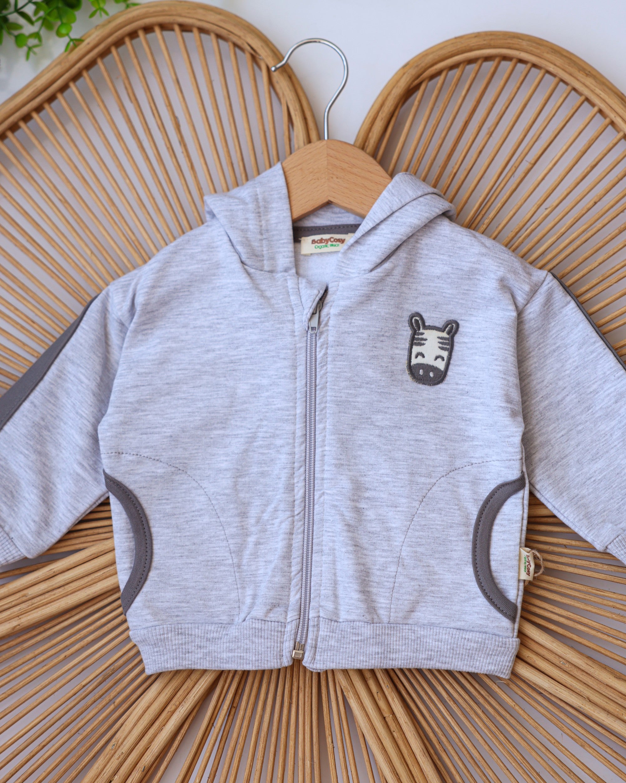 Zebra Hooded Jacket - Grey
