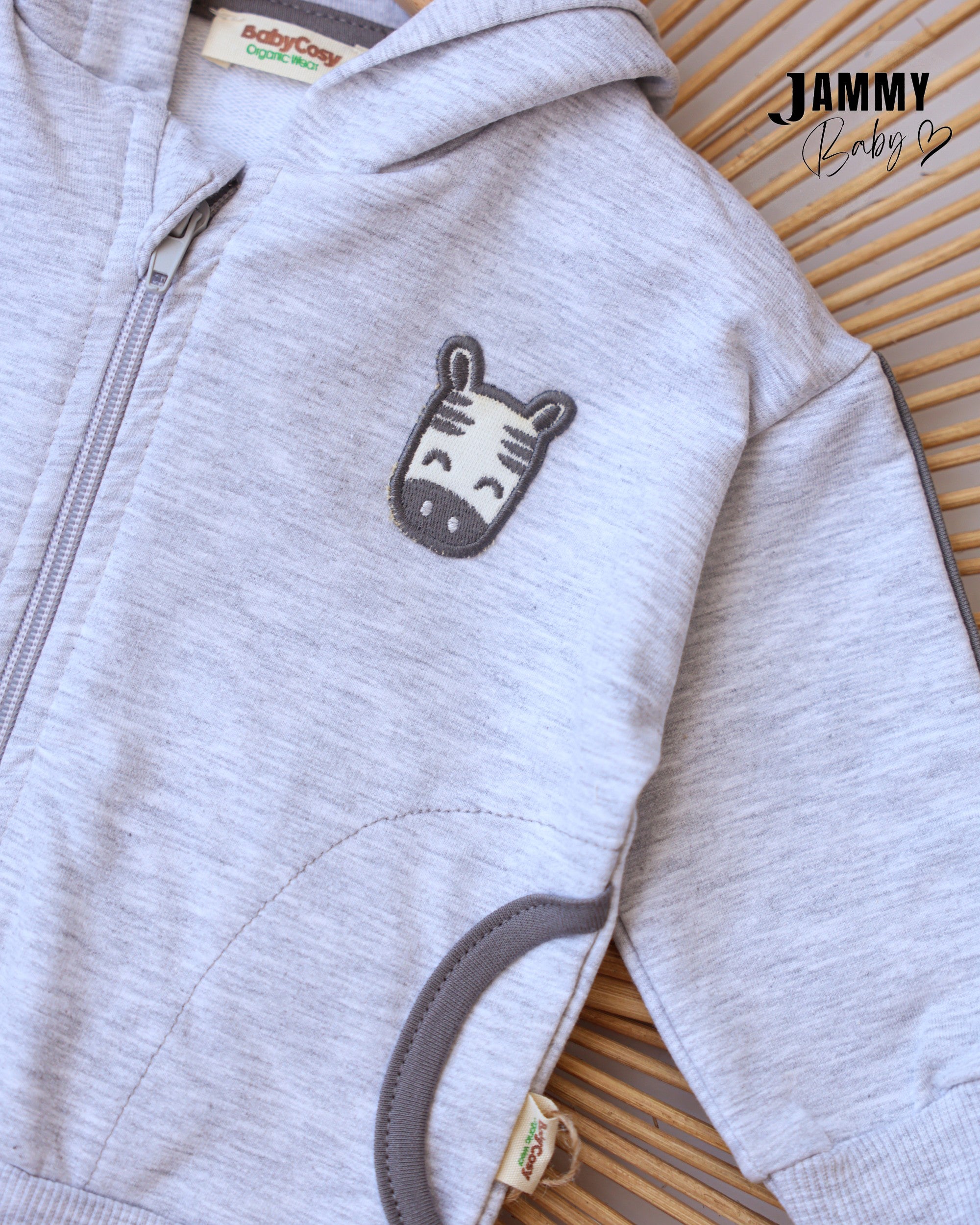 Zebra Hooded Jacket - Grey