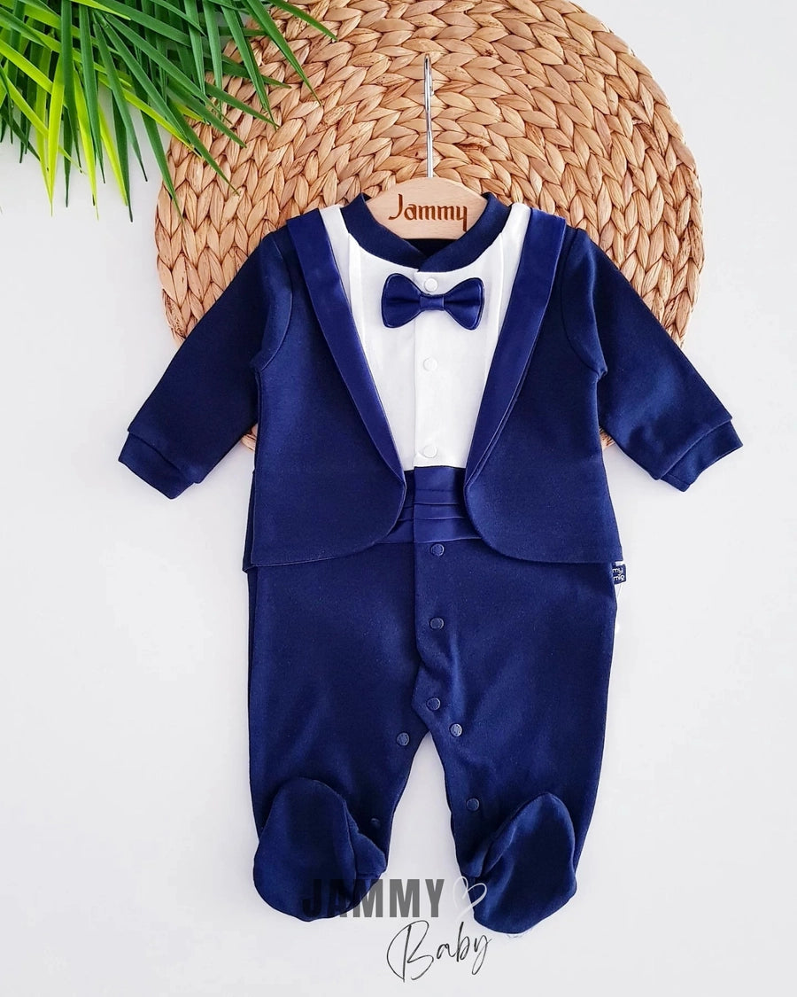 Frag Bowtie Jumpsuit-NAVY BLUE