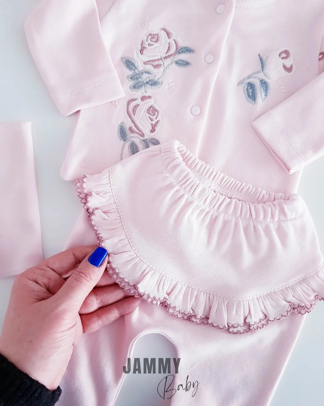 Ruffle Embroidered 10 Piece Hospital Exit Set-PINK
