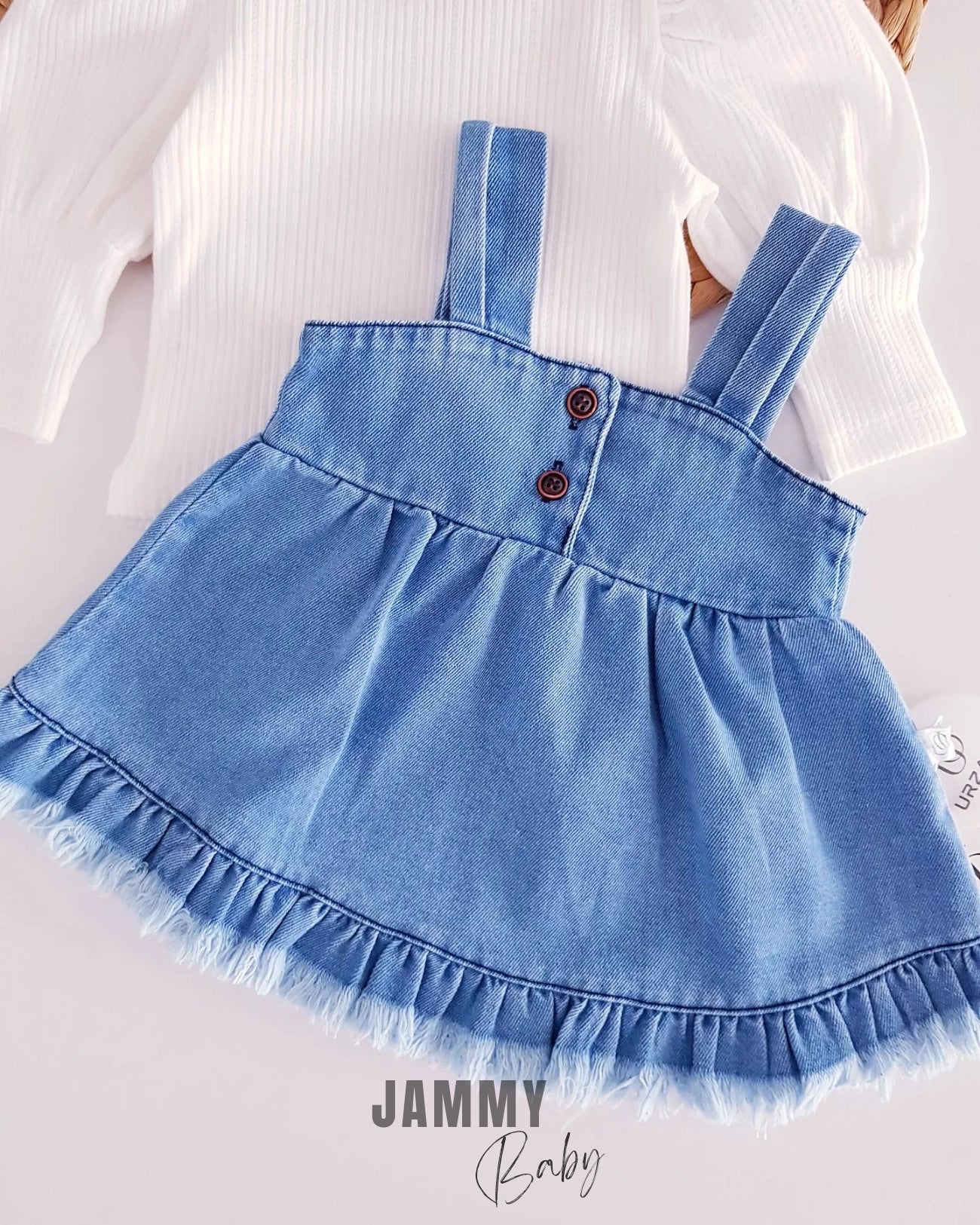Tassel Denim Vest Dress-ICE BLUE