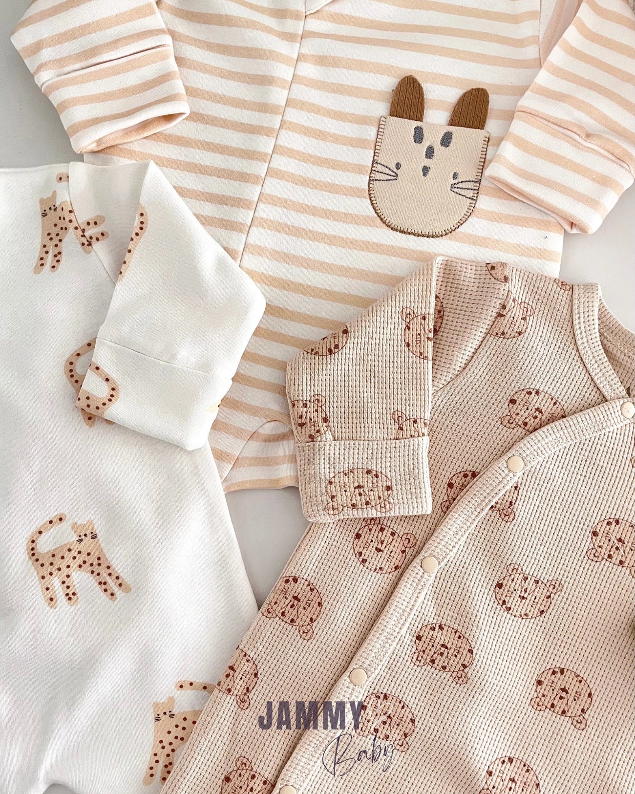 Baby Tiger Patterned 3-Piece Jumpsuit Set