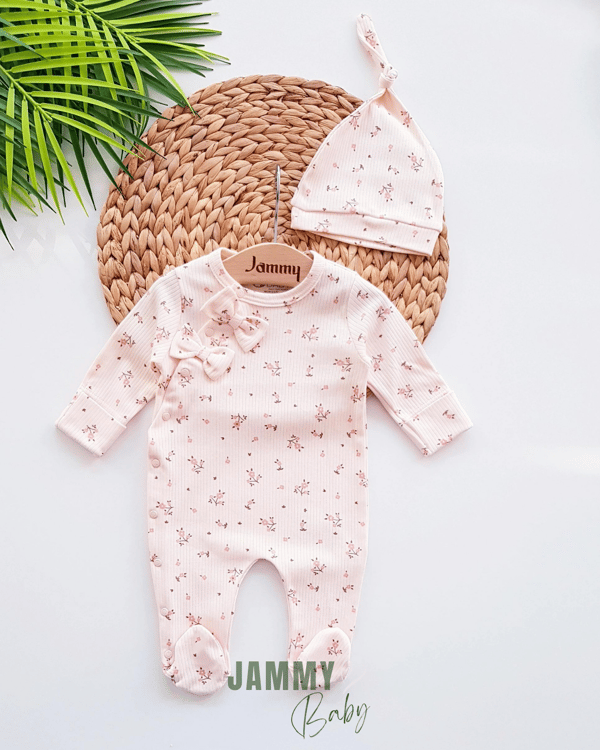 Crispy flowers jumpsuit set - salmon