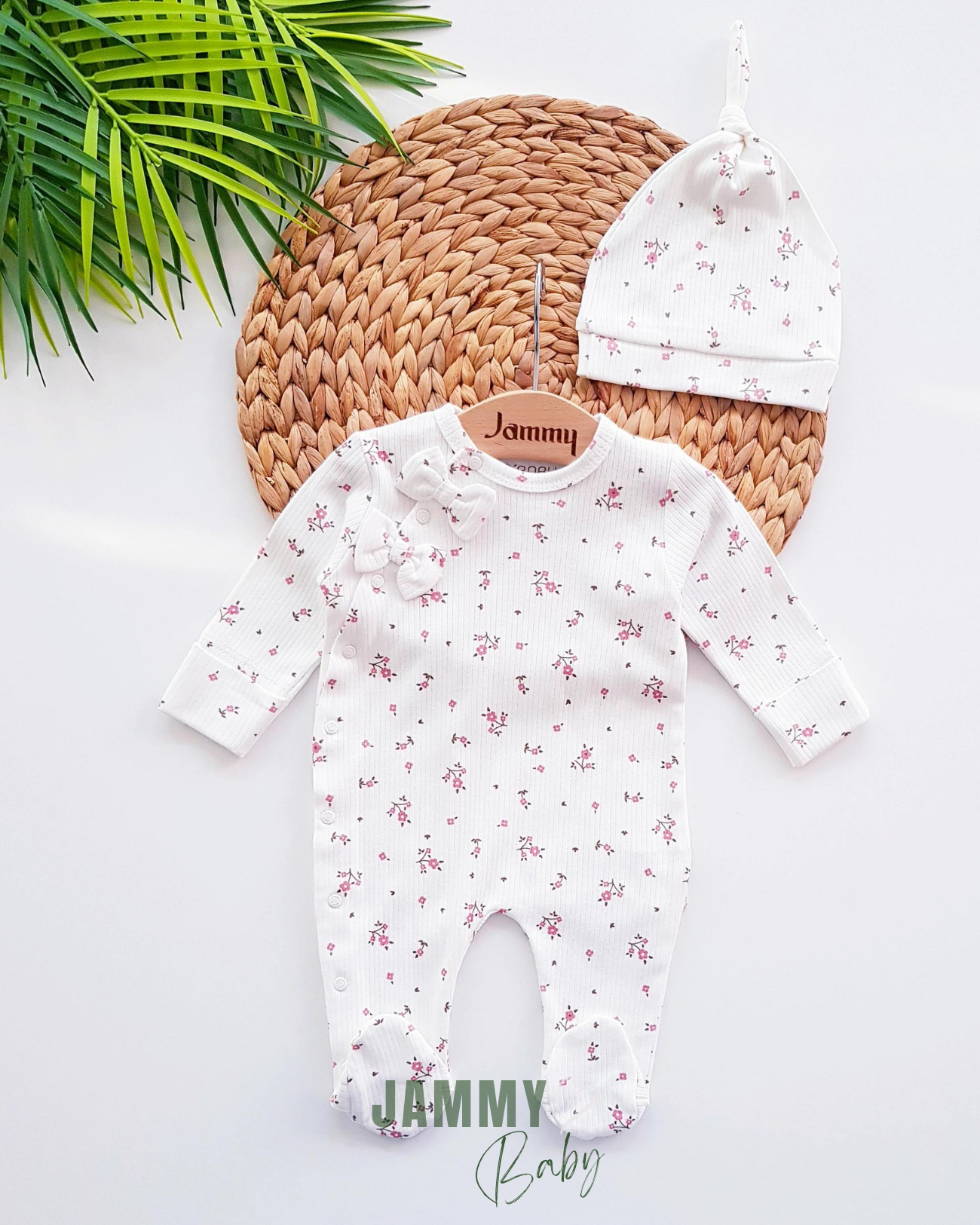 Flowery Jumpsuit Set with Hat