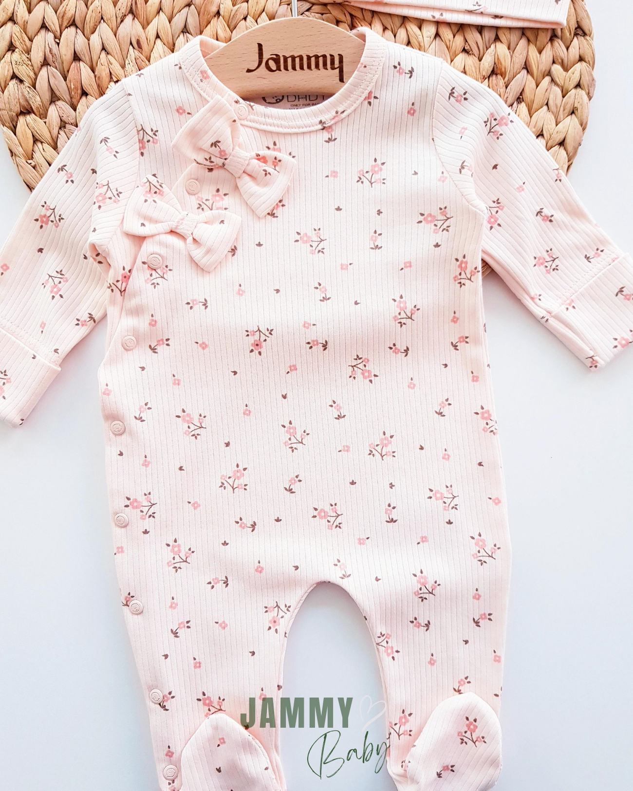 Crispy flowers jumpsuit set - salmon
