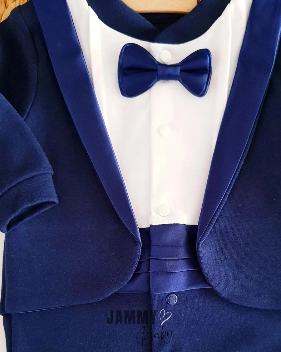 Frag Bowtie Jumpsuit-NAVY BLUE