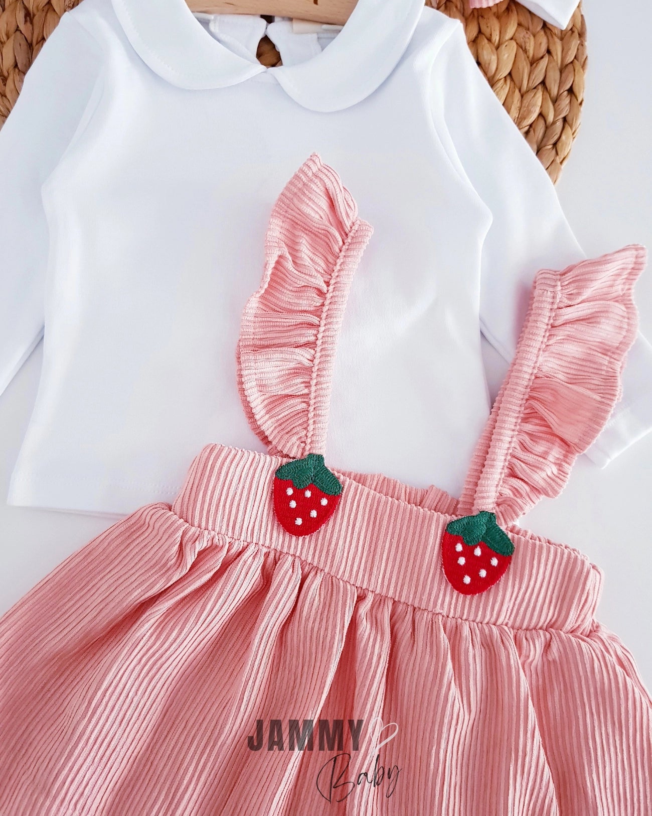 Kelly Ribbed Bandana Pinafore Dress Set - Salmon