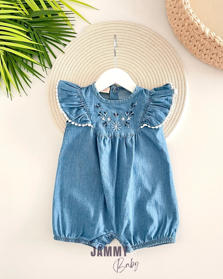 Lena Embellished Detailed Denim Overalls